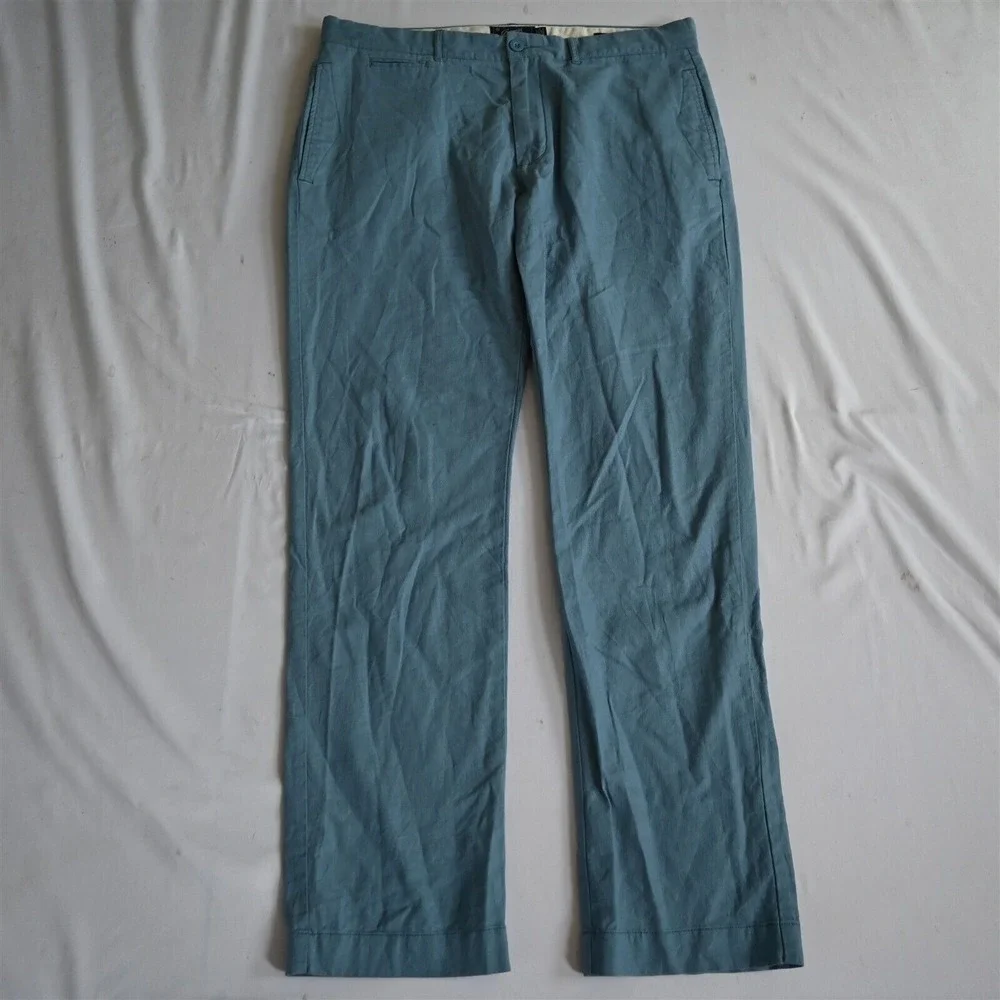 Grayers 36x34 Blue Linen Blend Straight Mens Chino Pants